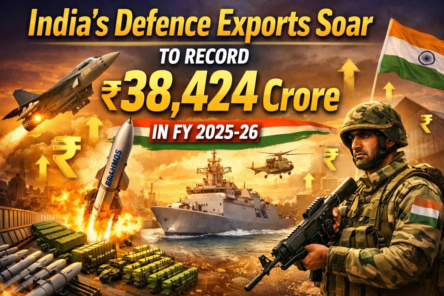 india’s defence exports soar to record ₹38,424 crore in fy 2025 26.