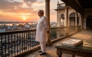 Bihar Chief Minister Nitish Kumar during a political meeting in Patna.