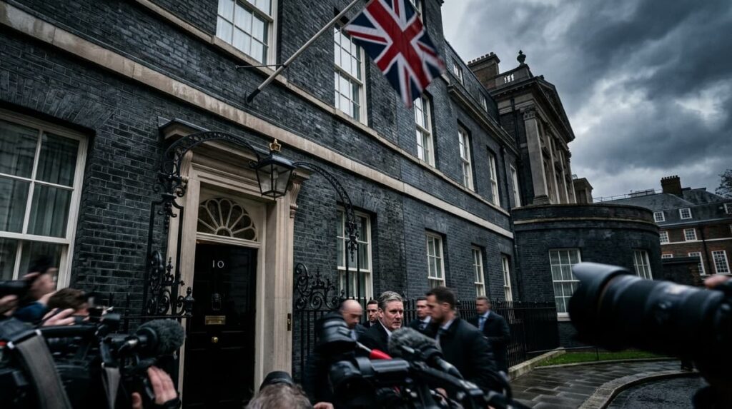Prime Minister Keir Starmer outside 10 Downing Street during a high-stakes political week.