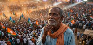 Prime Minister Narendra Modi addressing a massive crowd at the Vijay Sankalp rally in Barrackpore, West Bengal.