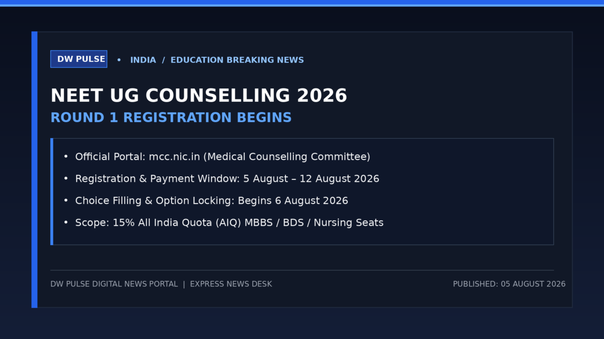 NEET UG 2026 counselling round 1 registration news banner DW Pulse