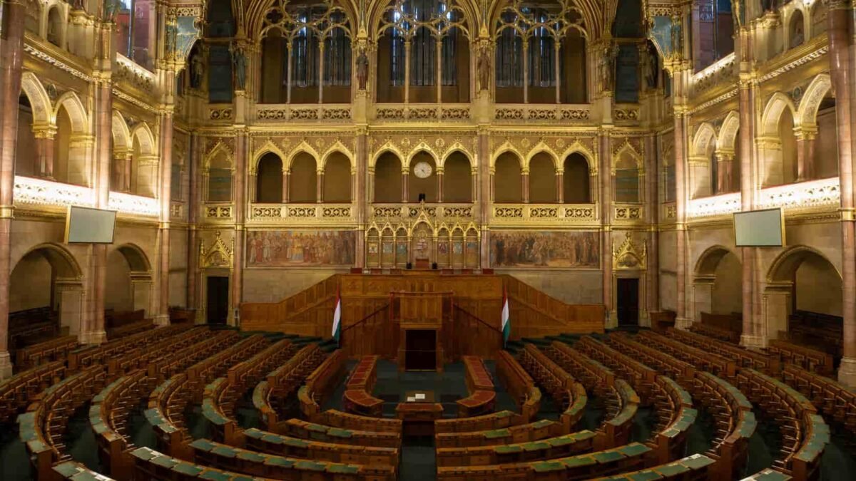 Hungarian parliament building in Budapest where Andras Baka was elected president