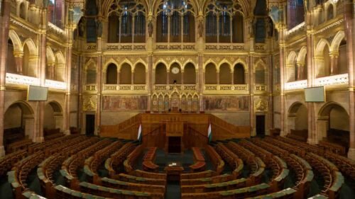 Hungarian parliament building in Budapest where Andras Baka was elected president