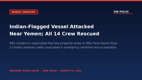 DW Pulse World News Banner: Indian-Flagged Vessel Attacked Near Yemen; All 14 Seafarers Rescued