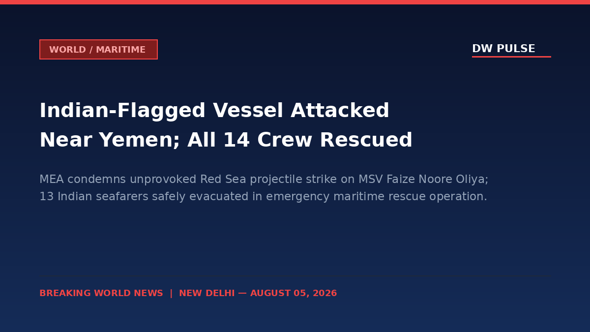 DW Pulse World News Banner: Indian-Flagged Vessel Attacked Near Yemen; All 14 Seafarers Rescued