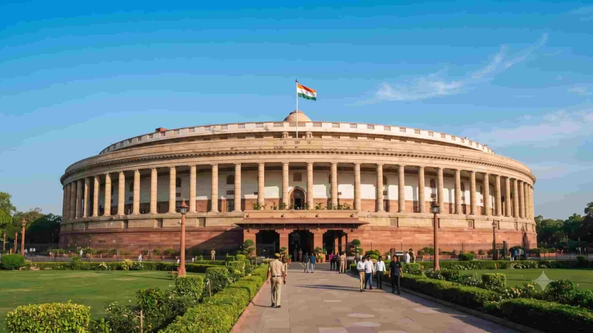 he Parliament House of India in New Delhi during legislative sessions